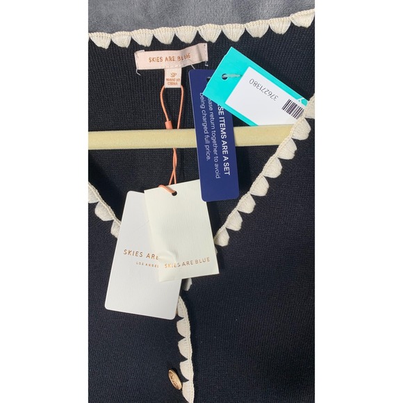 Skies Are Blue Black Scalloped Trim Vest and Skirt Set Womens Size SP - Picture 7 of 13